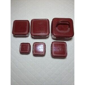 Lock & Lock 6-Pc Nesting Storage Bowl Set w/ Handle Round Red Food Storage NOS!